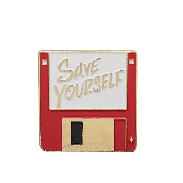 

"Дискета компьютерная красная Сохрани себя Save yourself" значок (пин) металлический
