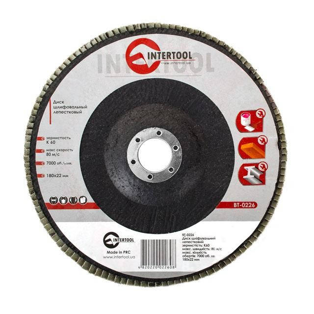 

Диск шлифовальный лепестковый 125x22мм, зерно K150 INTERTOOL