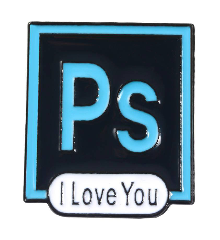 

"Фотошоп Я люблю тебя I love you" значок (пин) металлический