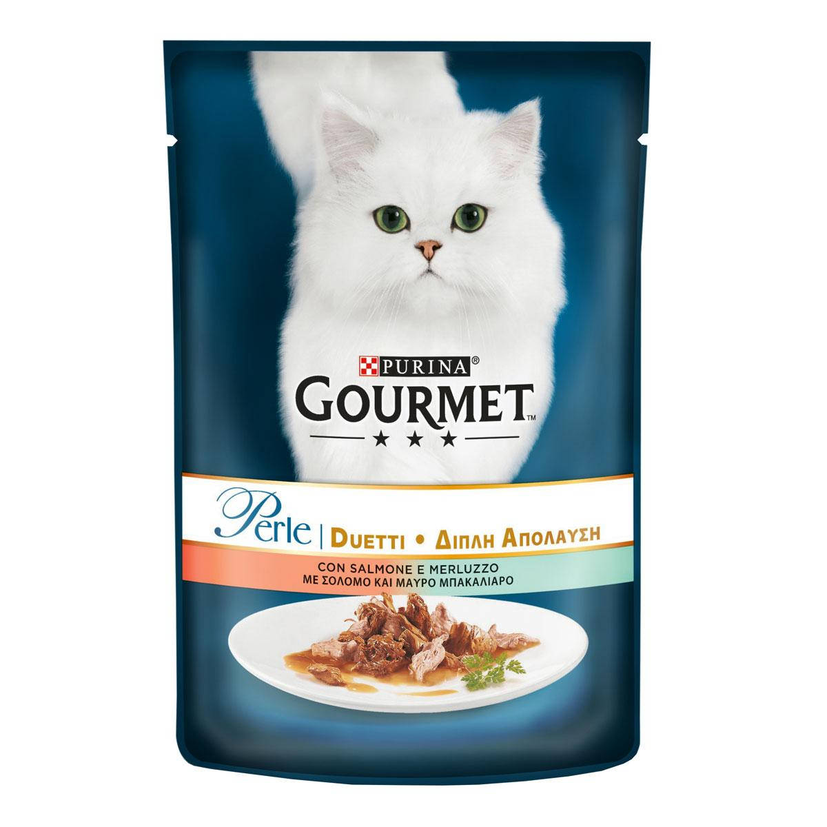 

Gourmet Perle консерва для кішок з лососем та сайдлою в підливі, 85 г