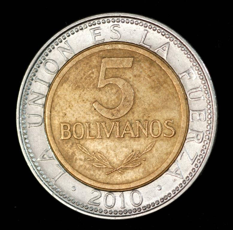 

Монета Боливии 5 боливиано 2010 г.