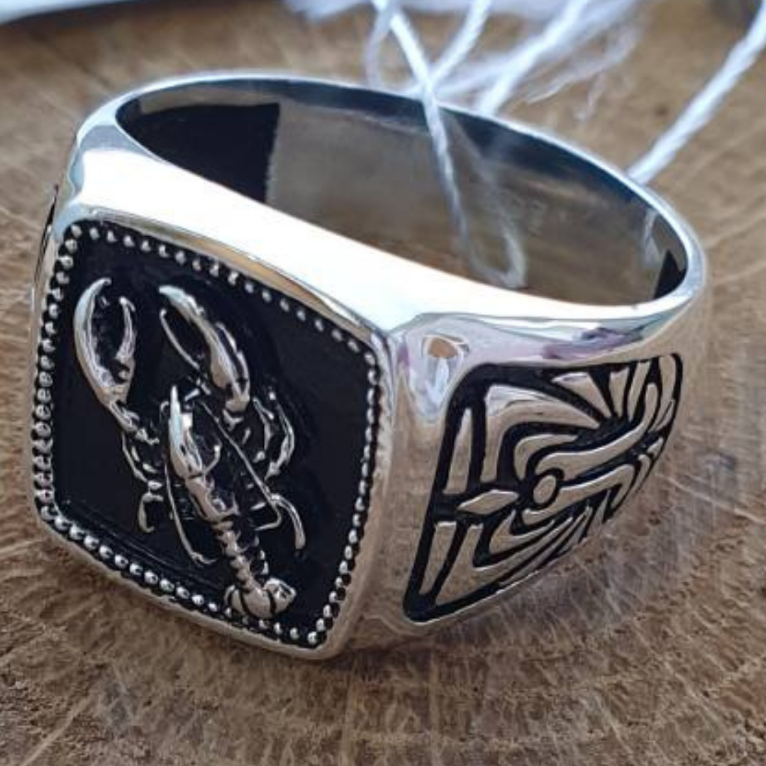 

Серебряный мужской перстень Знак Зодиака Рак - оригинальный подарок мужчине