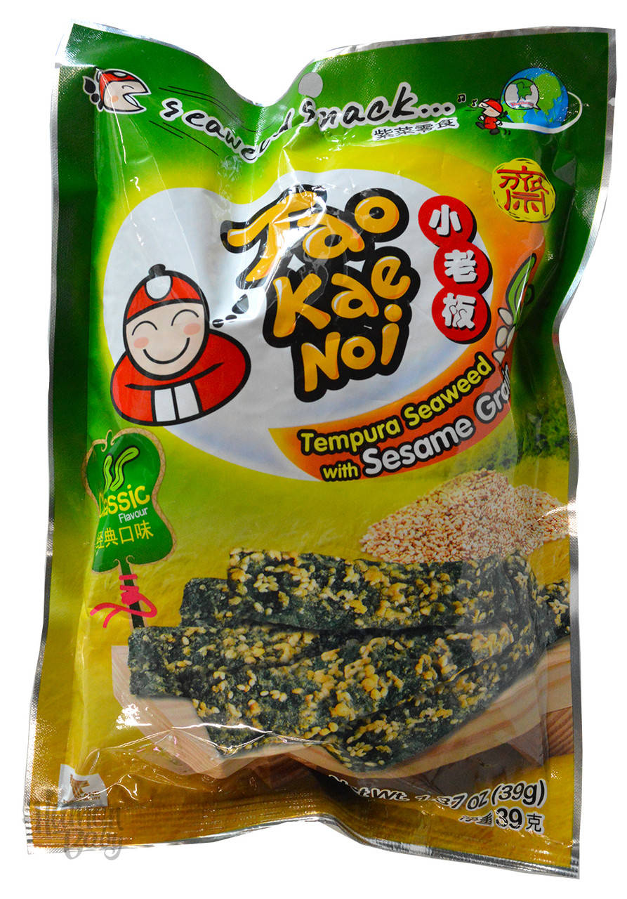 

Хрустящие морские водоросли с кунжутными зернами, 39 г, ТМ Tao Kae Noi, Таиланд