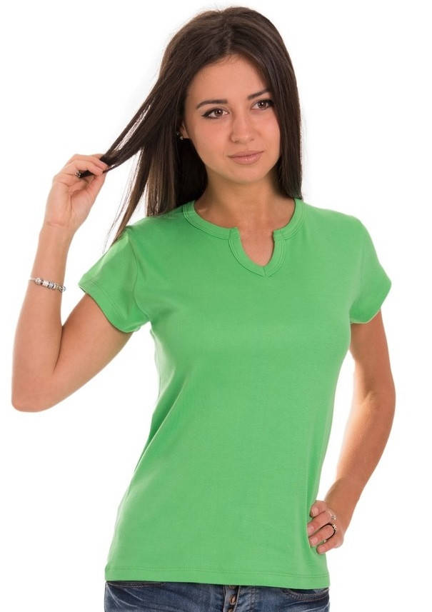 

Зеленая футболка женская спортивная на лето с коротким рукавом без рисунка хлопок хб трикотажная Украина, Зелёный