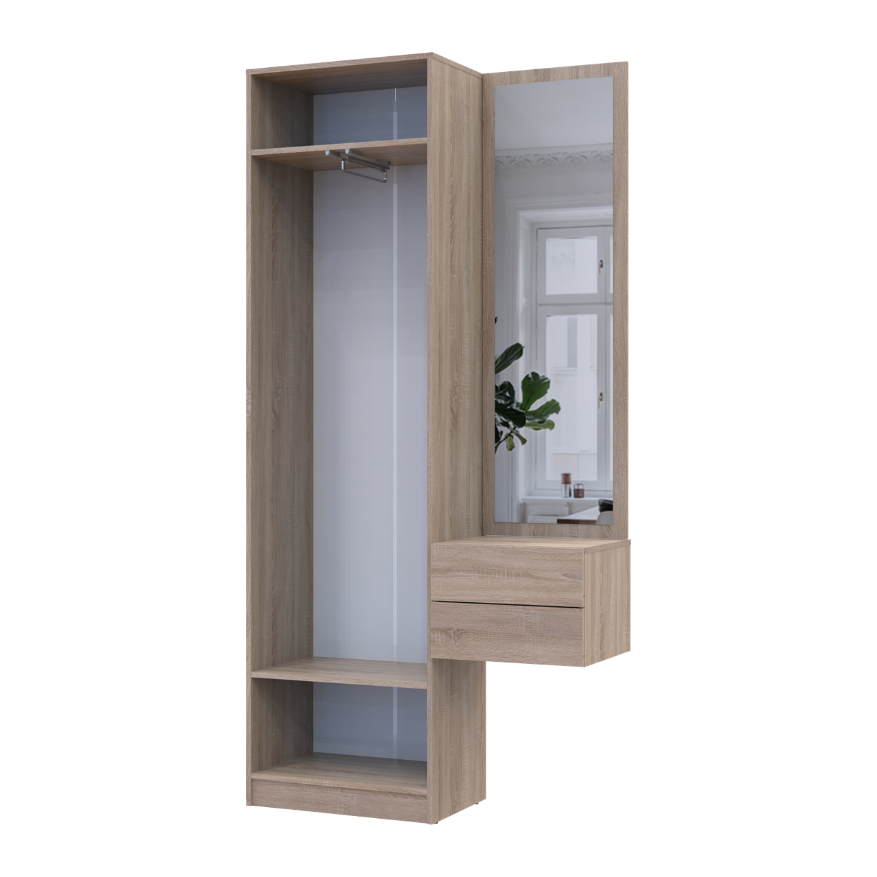 Передпокій Doros Сола Doros 1+2 Дуб Сонома/Білий ДСП / дзеркало 105х40х215 (42005150) 7