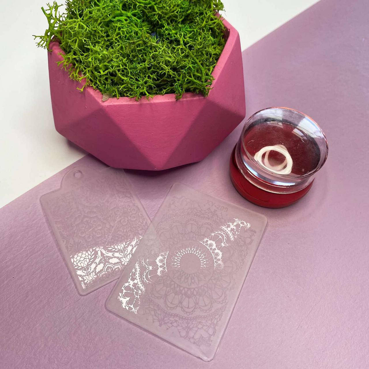 

Набор для стемпинга штамп + 2 пластиковые пластины