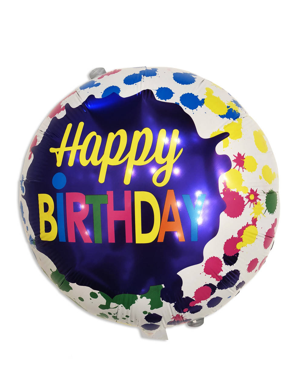 

Шар фольгированный круглый Happy Birthday кляксы (Китай), Разные цвета