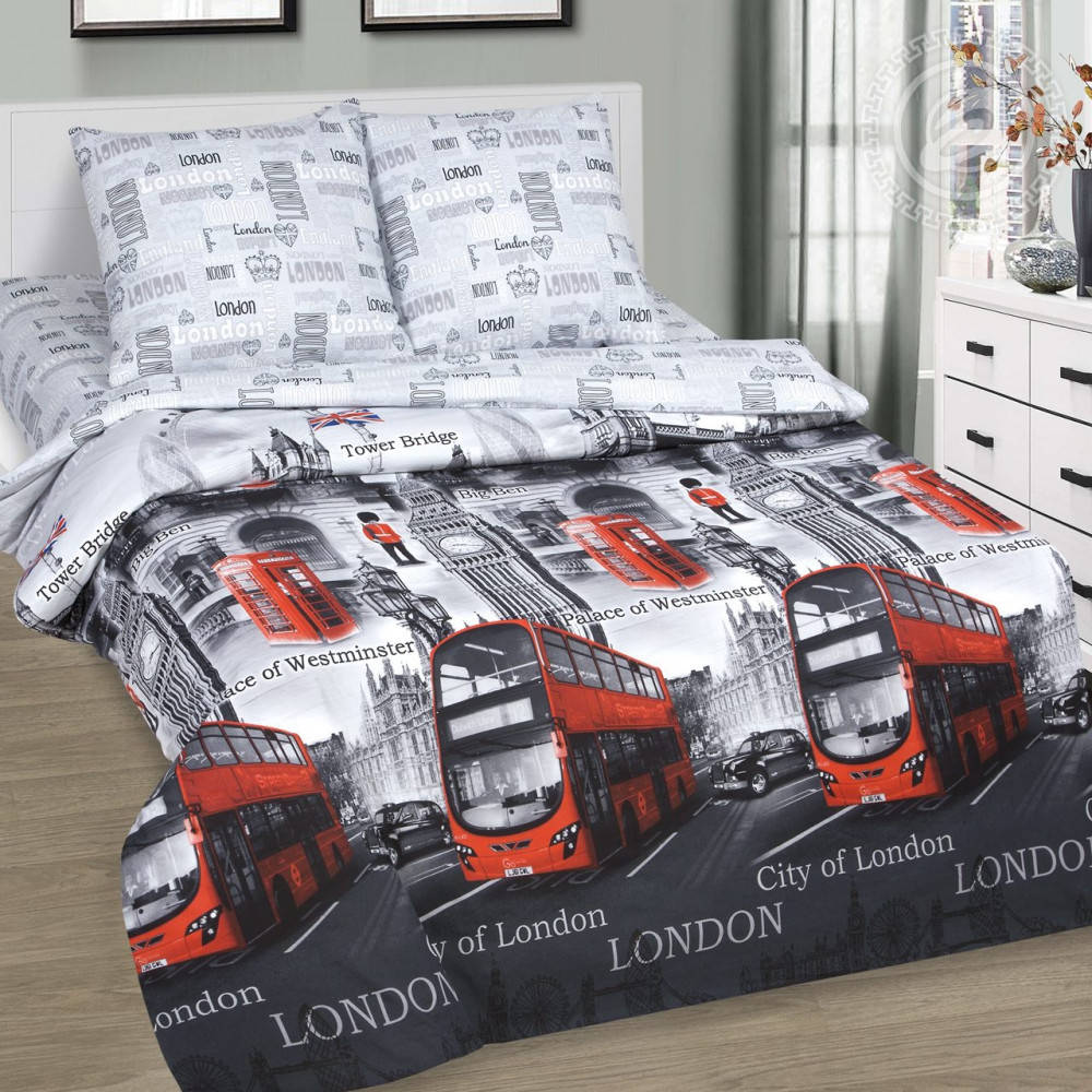 

Постельное белье поплин Гринвич, Темно-серый