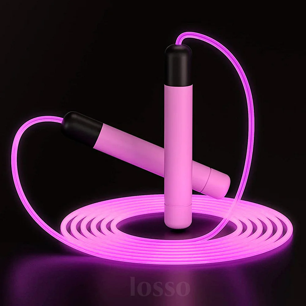 

Светящаяся скакалка для спорта детская ночная с led-подсветкой неоновая Розовая