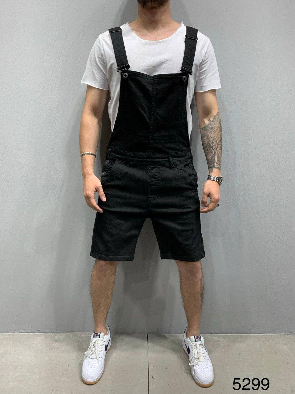 

Мужской джинсовый комбинезон черный шорты Турция /Мужской комбинезон черный / Комбинезон шорты черный S M L XL