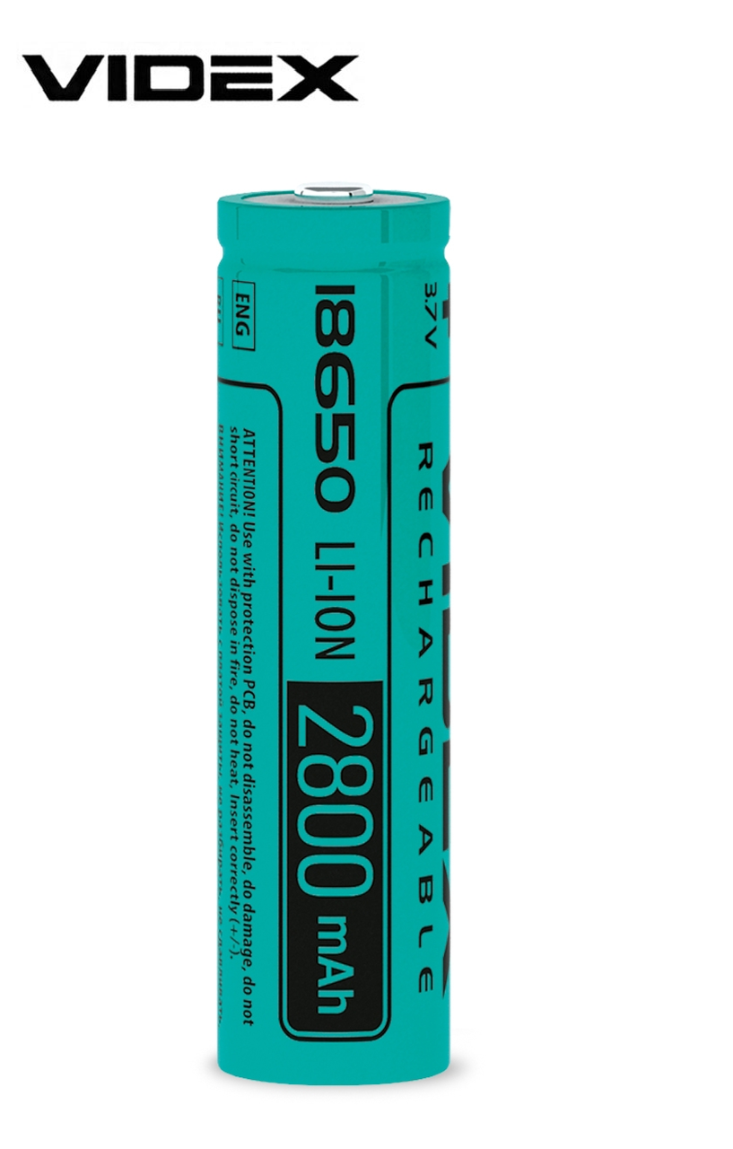 

Аккумулятор 2800mAh Videx литий-ионный без защиты 18650 bulk 1шт