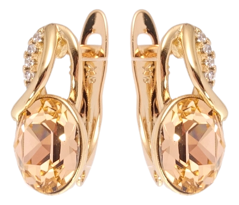 

Серьги Xuping Позолота 18K с кр-ми Swarovski английский замок "Кристалл Light Topaz"