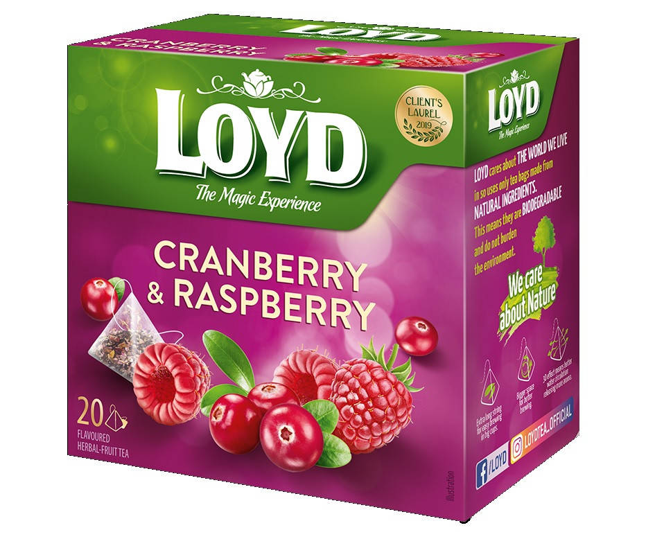 

Чай фруктовый Loyd Cranberry & Raspberry клюква и малина 20 пирамидок 40 г Польша