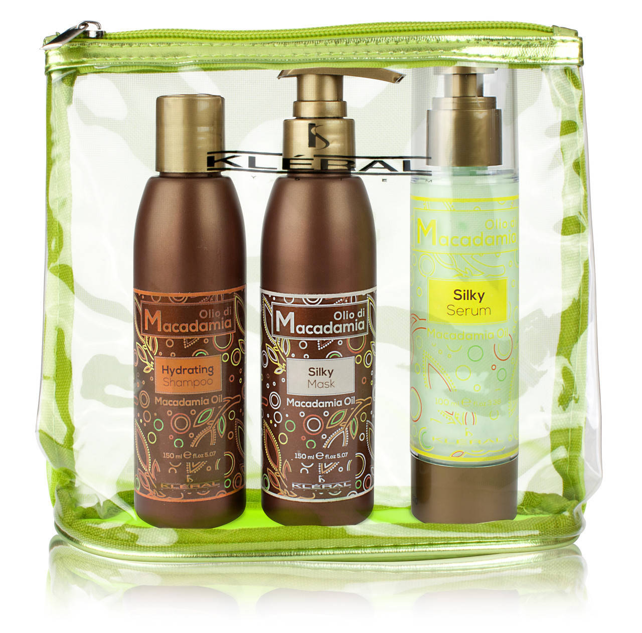 

Набор Kleral System Macadamia Kit (шампунь 150 мл, маска 150 мл, флюид 100 мл)