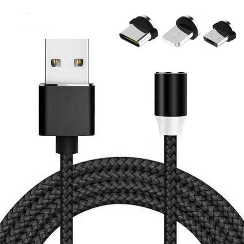 

Кабель магнитный USB Type-C MicroUSB Lightning 3в1 360 2м нейлон