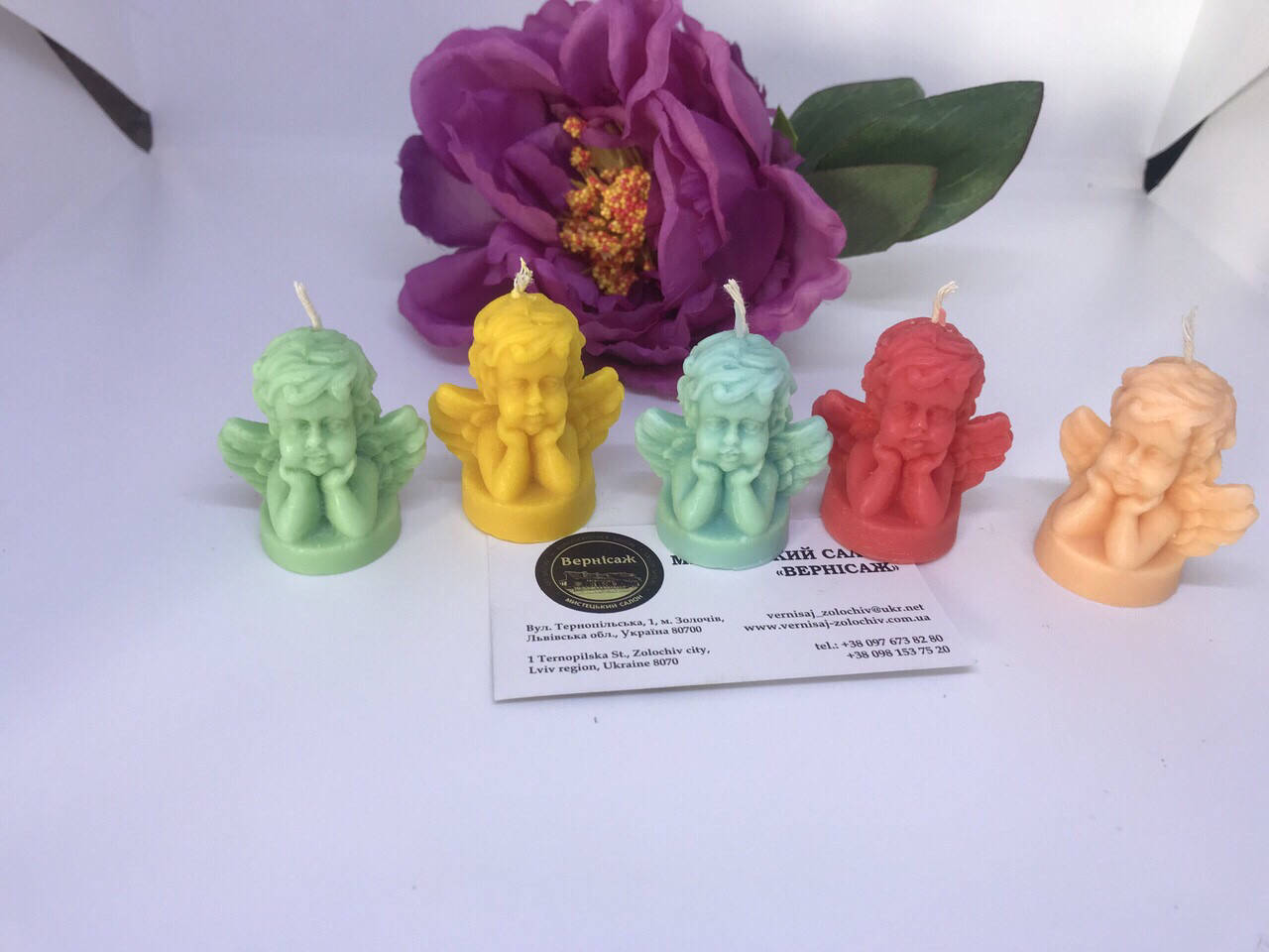 

Свічка маленька ангел на підставці