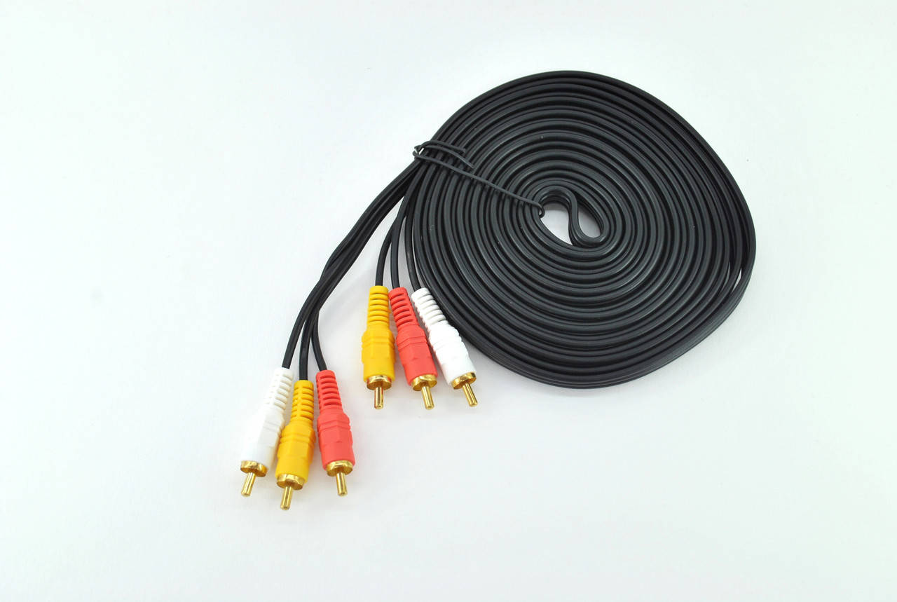 

Аудио кабель RCA:3RCA-3RCA (3 тюльпана) 5m чёрный, Черный