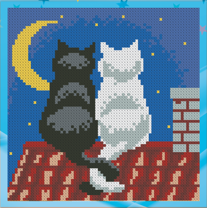 

Алмазная мозаика для детей Коты на крыше UA-003 18х18см Набор алмазной вышивки 11 цв, квадратные,