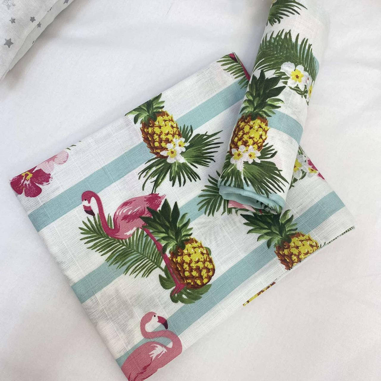 

Пеленка детская муслин двухслойный фламинго 80*100 см МП-357, Разные цвета