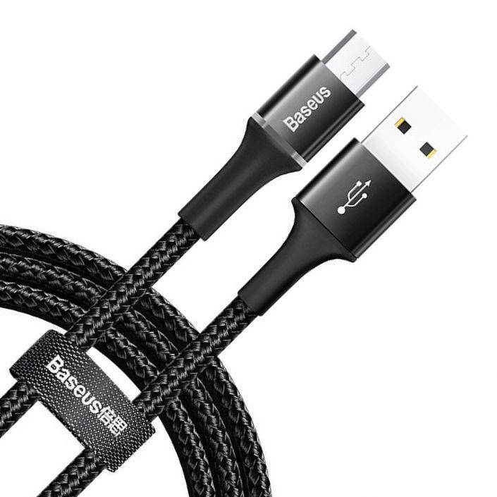 

Кабель Micro USB Baseus Halo Data Cable USB For Micro 2A 1m Black (CAMGH-B01), Черный