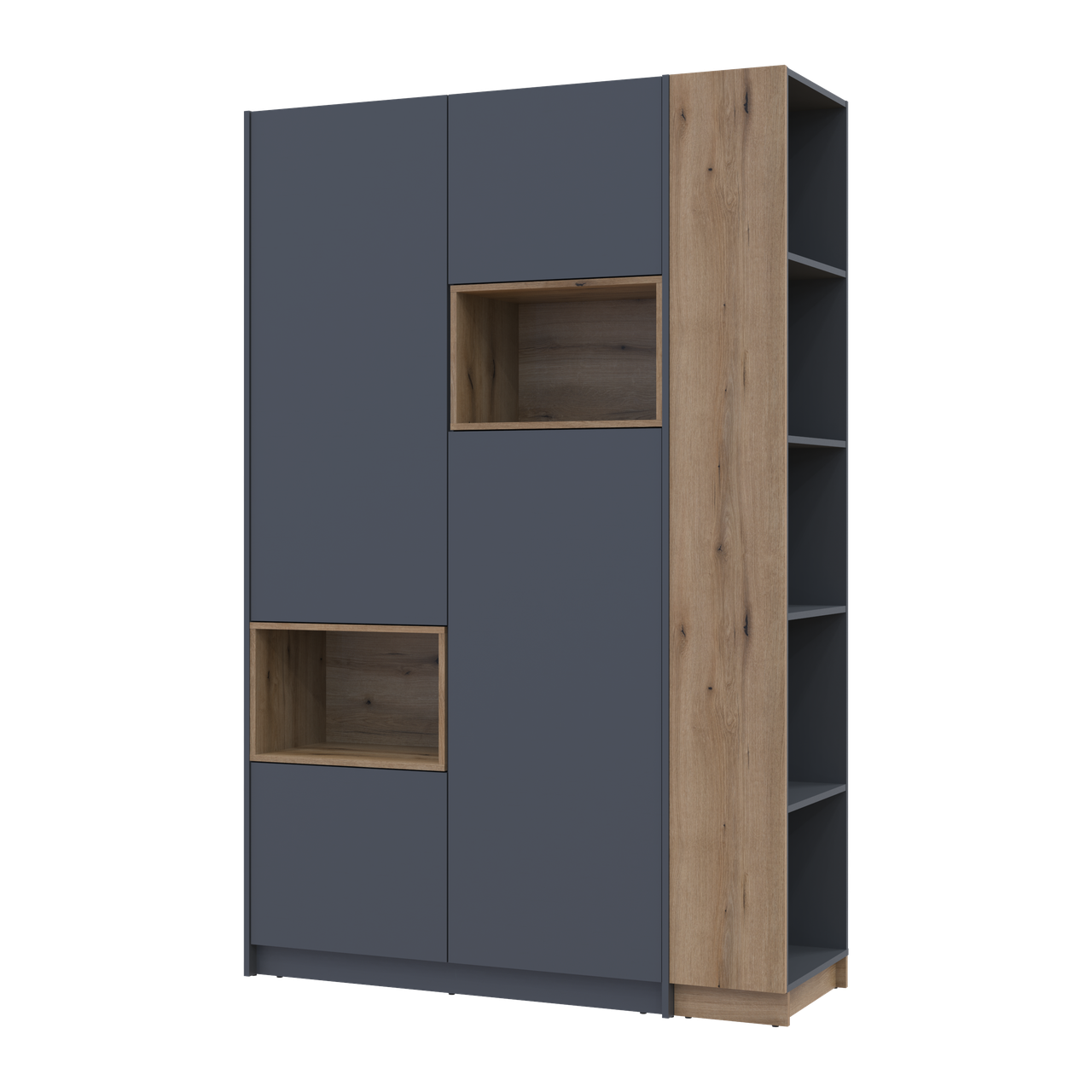 Шафа для одягу з нішею та етажеркою Doros Дейл Графіт/Дуб Евок 2 ДСП 143.2х52х220 (42005154) 7