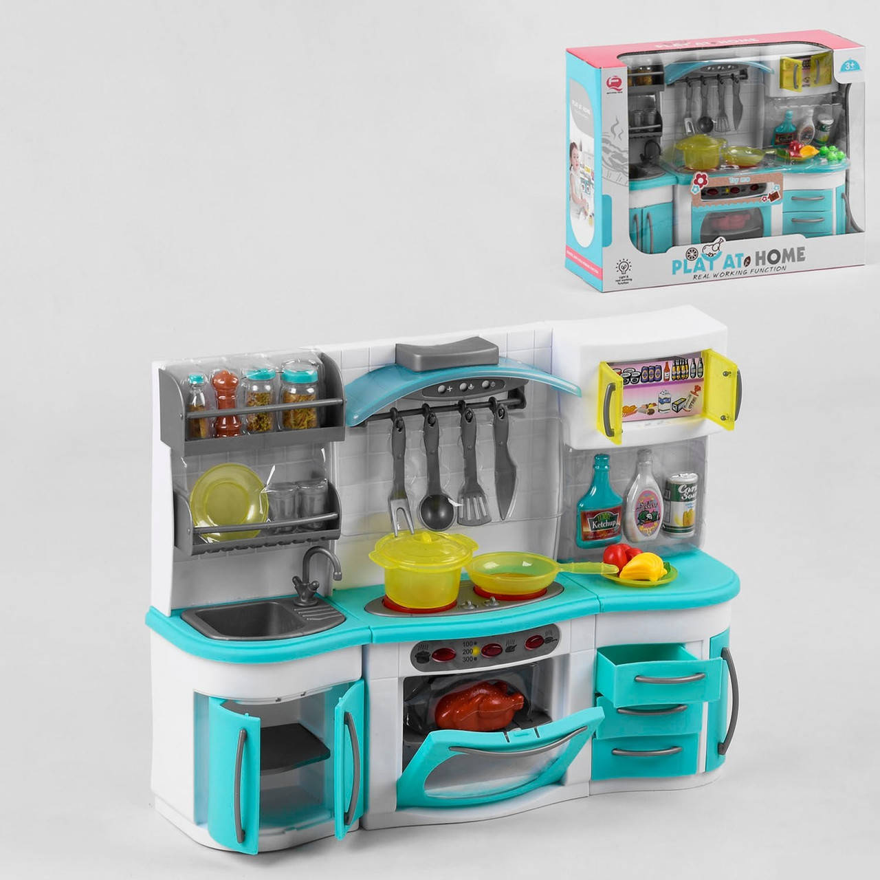 

Кухня игровая QF 2801 G свет, звук, продукты