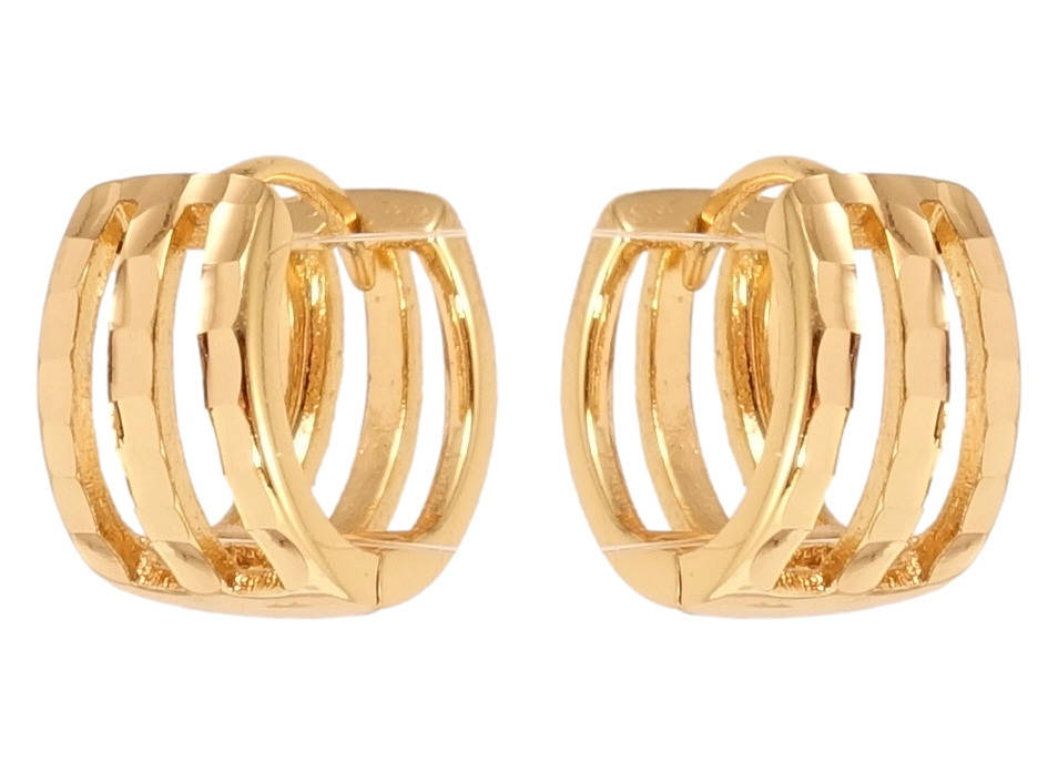 

Серьги Xuping Позолота 18K колечки "Три полоски с насечками"