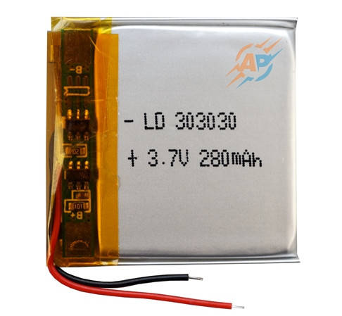 

Аккумулятор 280mAh 3.7v 303030 для видеорегистраторов, наушников, блютуз гарнитур, MP3 плееров