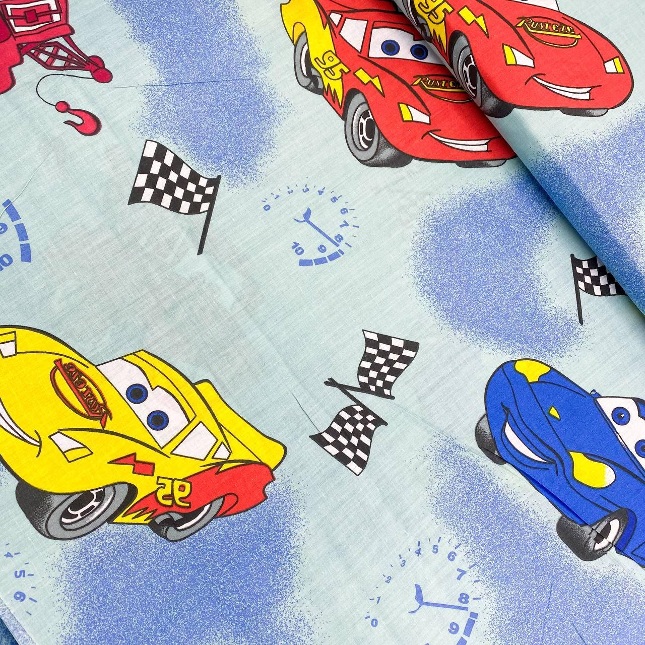 

Ткань бязь Gold "Гонки маквин на бирюзовом" 220 см, Бирюзовый