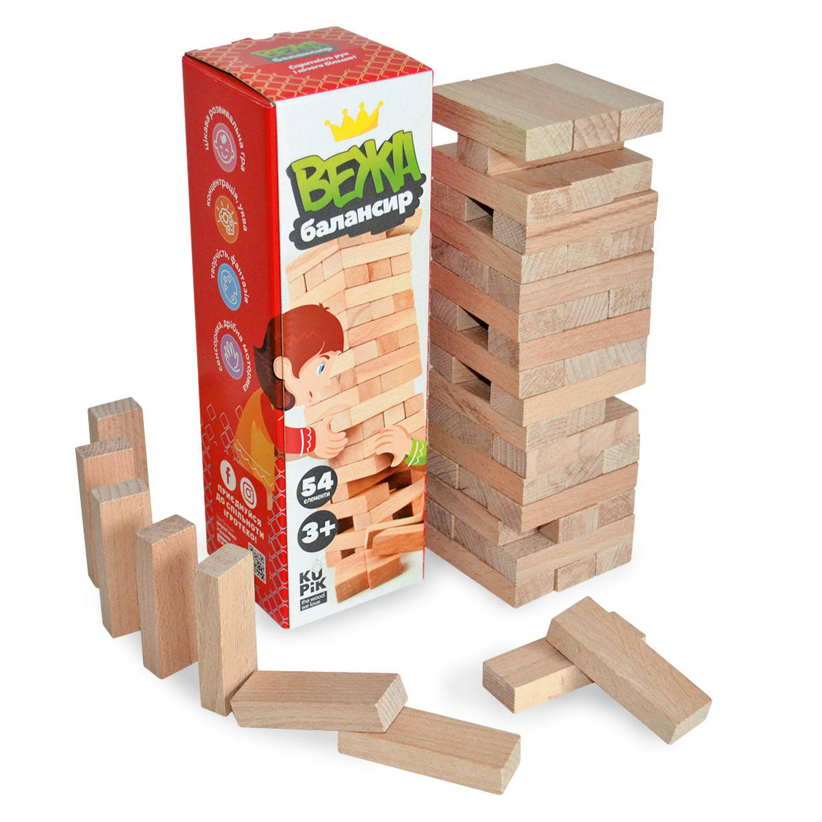 

Деревянная игра Башня балансир 54 эл, Дерево