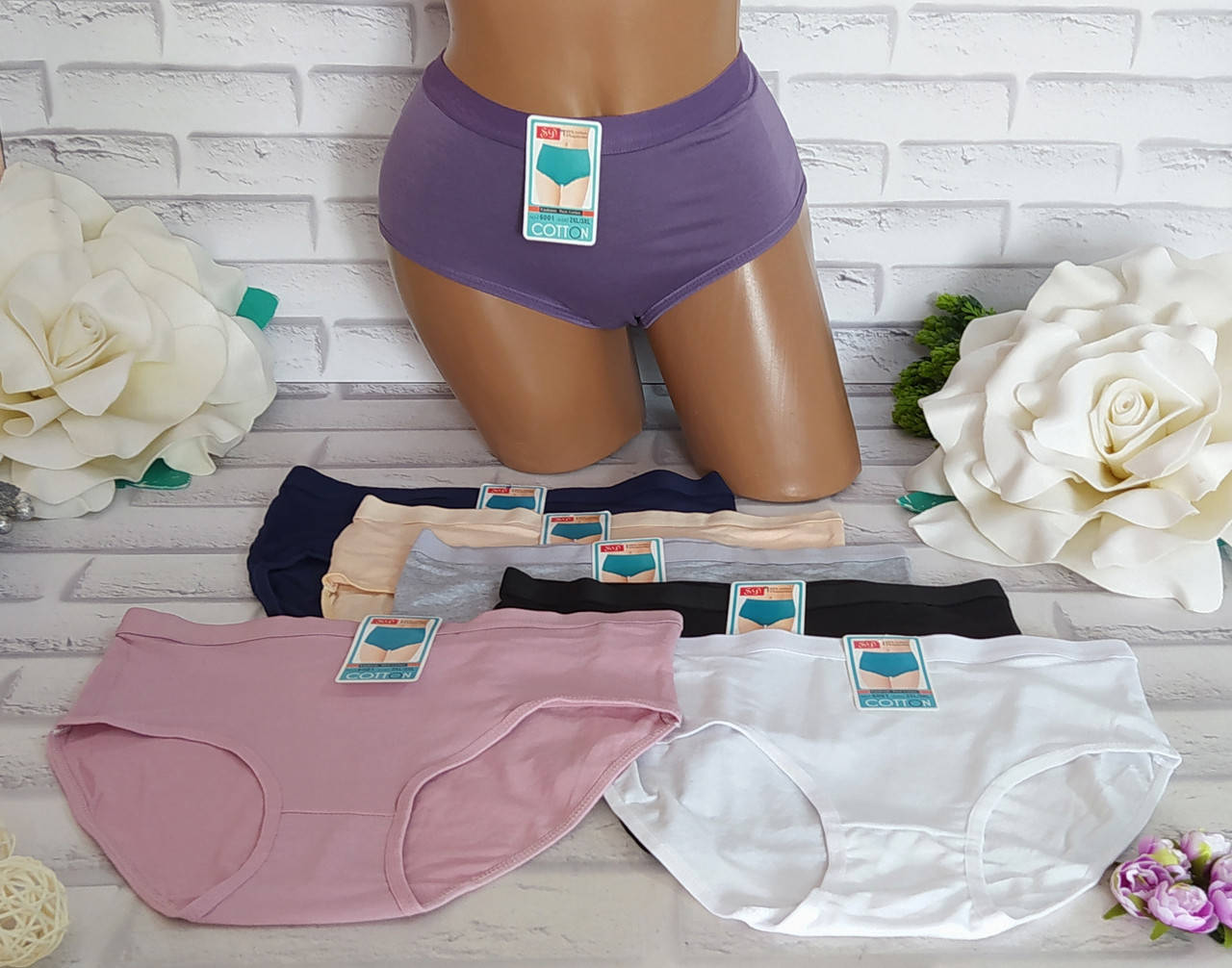 

Трусики женские 3-4XL (р. 50-52) хлопок SD SK-6001, Разные цвета