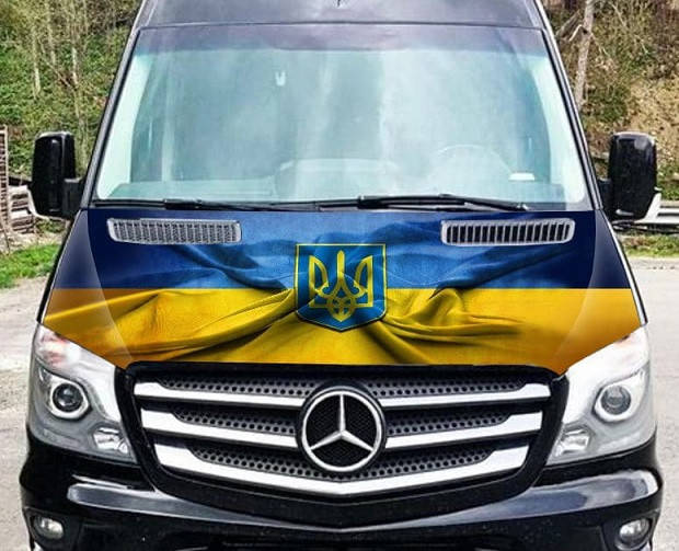 

3д наклейка на капот микроавтобуса 3D TUNING STUDIO Флаг Тризуб Украины 1880х1040х0.15мм, Черный