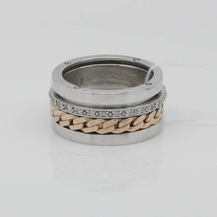 

Кольцо - антистресс серебряное "Оптимус 3/18" спиннер с позолотой