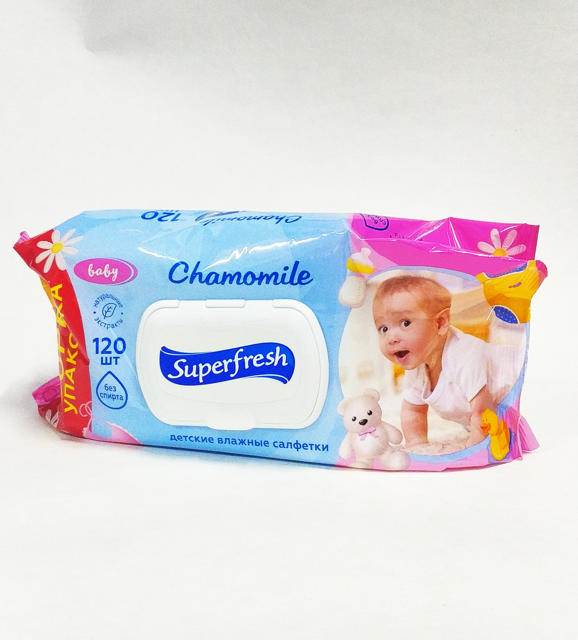 

Влажные салфетки Superfresh с клапаном / уп-120 шт.