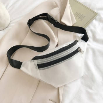 

Стильная женская сумочка Бананка силиконовая прозрачная Белая с Черным, Белый