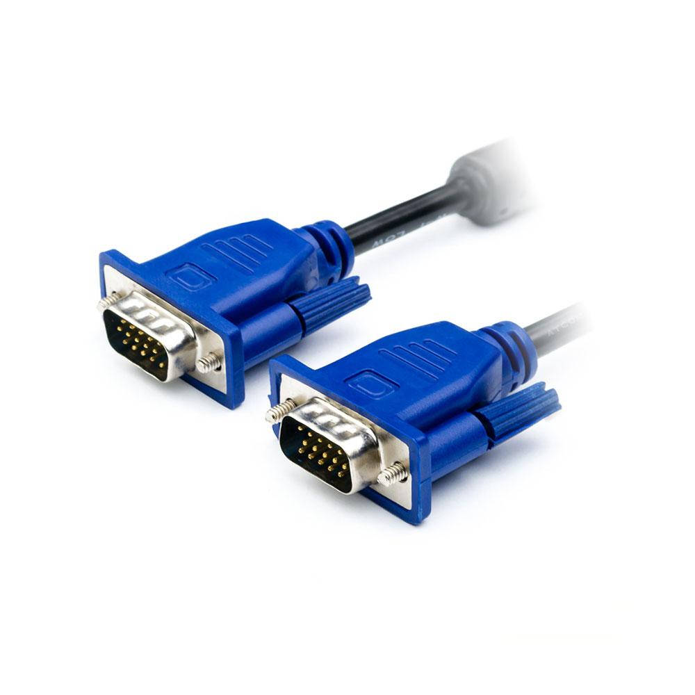 

Кабель VGA-VGA AtCom 2 феррита 1.5м, Черный