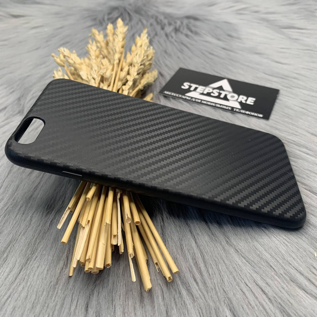 

Чехол карбоновый carbon силиконовый для iPhone 6 plus 6s plus черный тонкий