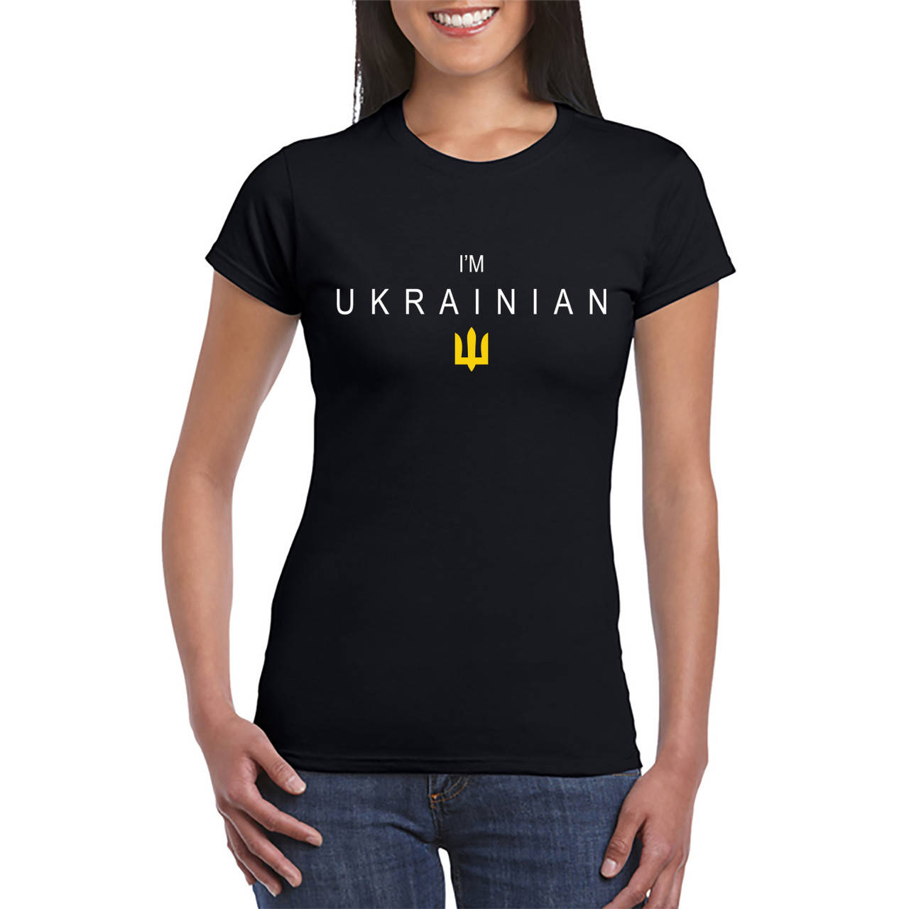 

Женская футболка с принтом. I'm Ukrainian. Хлопок 100%. Размеры от S до 2XL