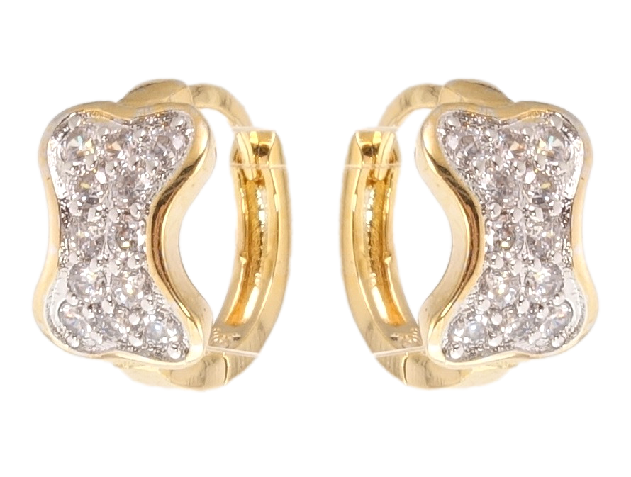 

Серьги Xuping Позолота+Родий колечки "Косточка с цирконием"