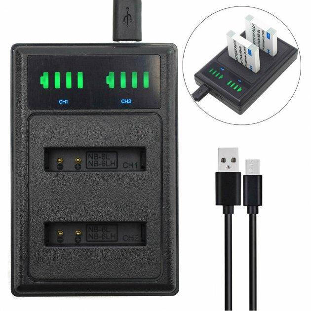 

Зарядное устройство Alitek LCD USB для двух аккумуляторов Canon NB-6L / NB-6LH