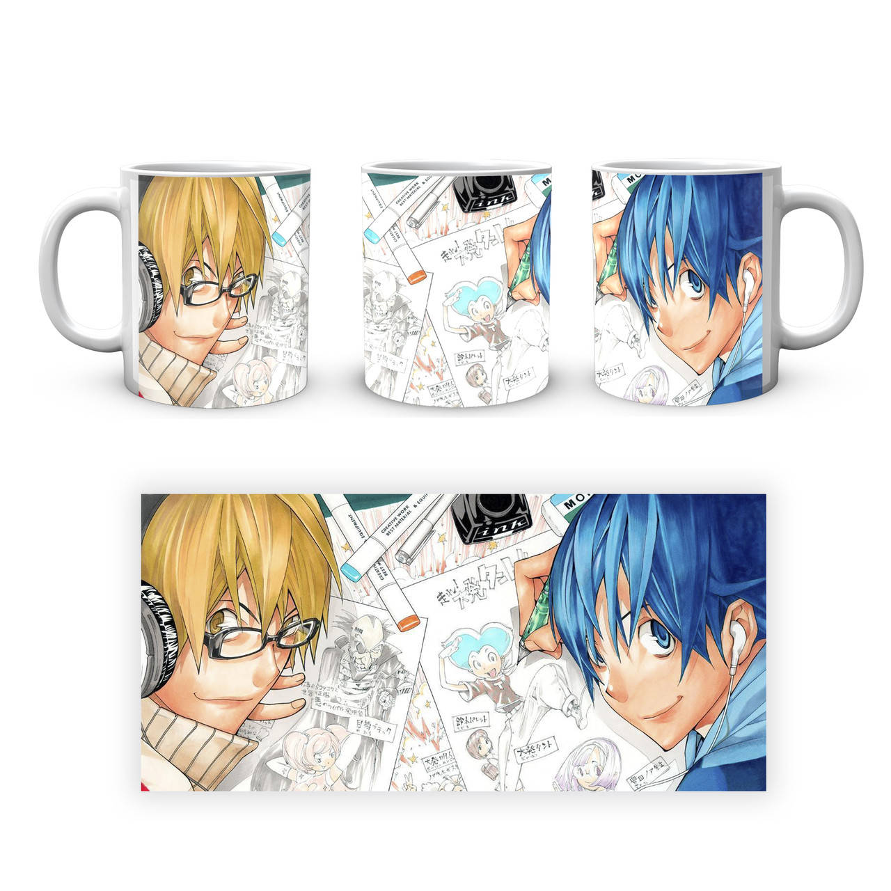 

Кружка GeekLand Бакуман Bakuman Маширо и Такаги За работой BK 02.439, Белый