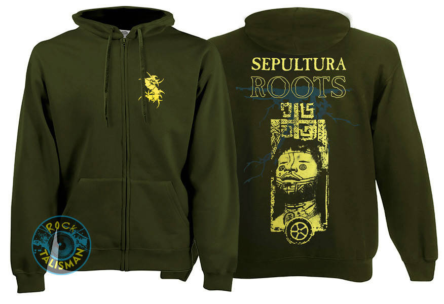 

Толстовка на змейке SEPULTURA Roots Оливковая, Черный