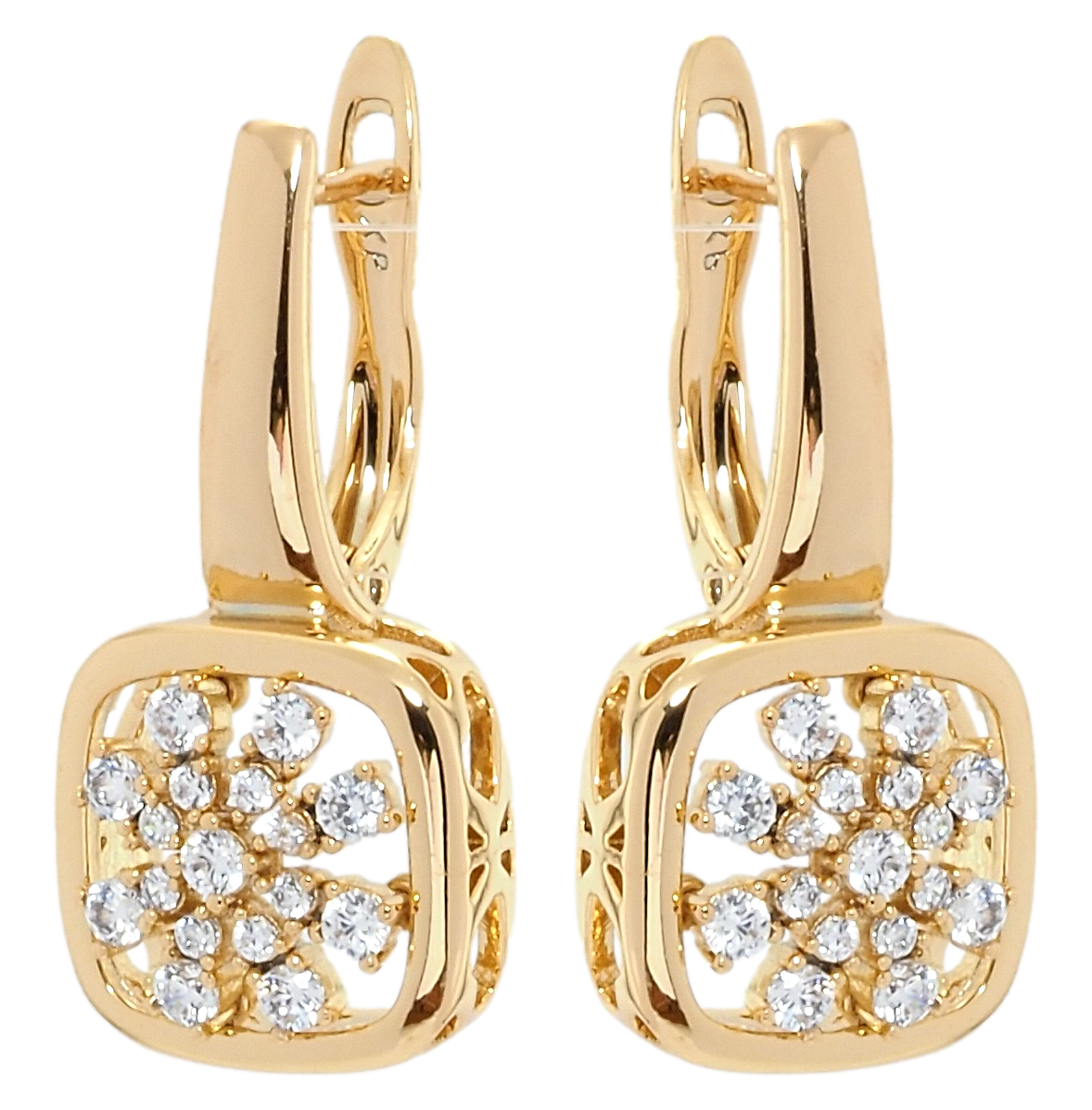 

Серьги Xuping Позолота 18K английский замок "Кристальный цветок"