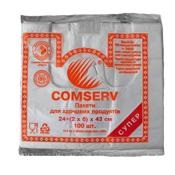 

Пакет п/э майка 24х43(100шт) Comserv №2