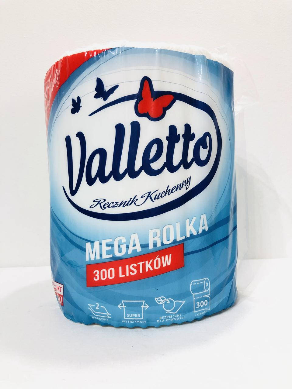 

Паперові рушники Valletto 300 відривів, Белый