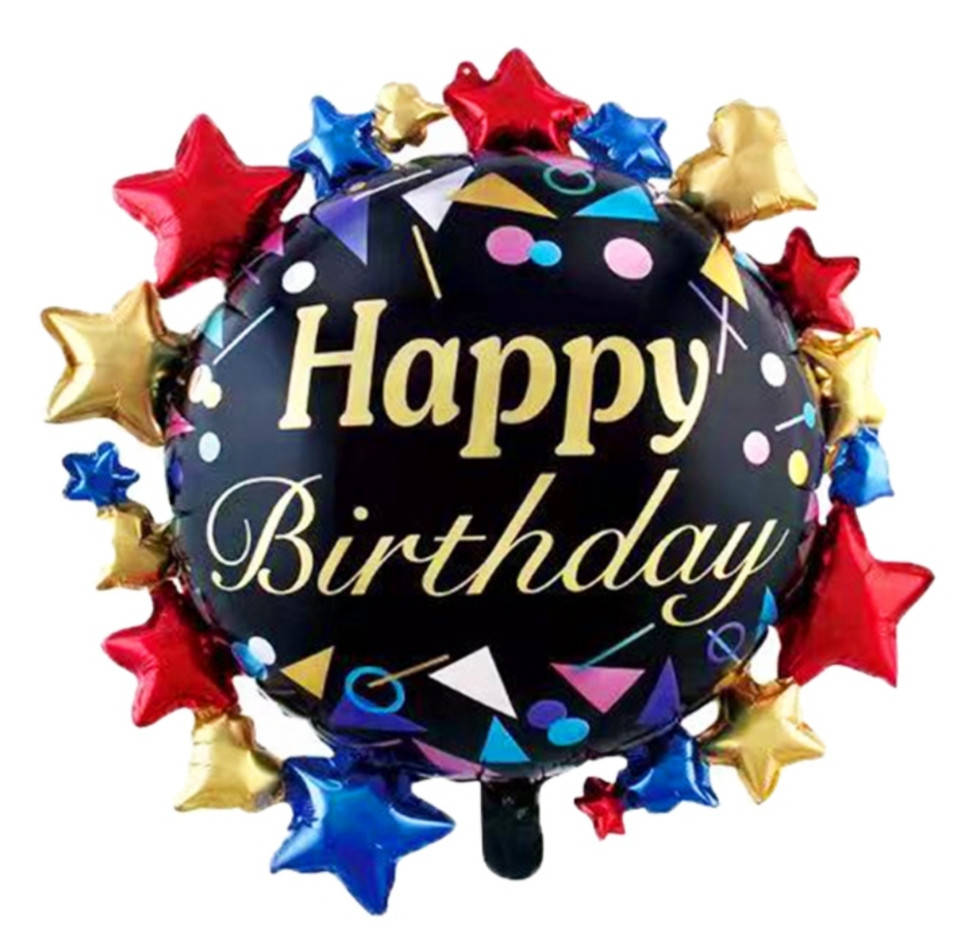 

Фольговані фігурні кулі "Happy Birthday Чёрный". Размер: 67см*67см., Черный