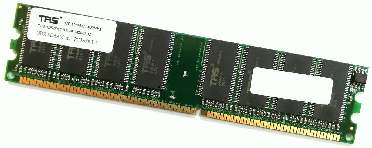 

Оперативная память TRS DDR 1Gb 400MHz 3200U CL3 2.6V (TRSDDR001G64U-PC400CL3Z) Б/У