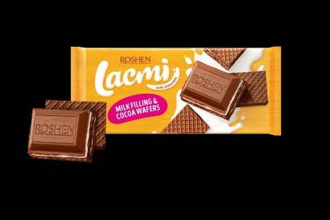 

Шоколад Roshen Lacmi молочний з молочною начинкою та вафлею