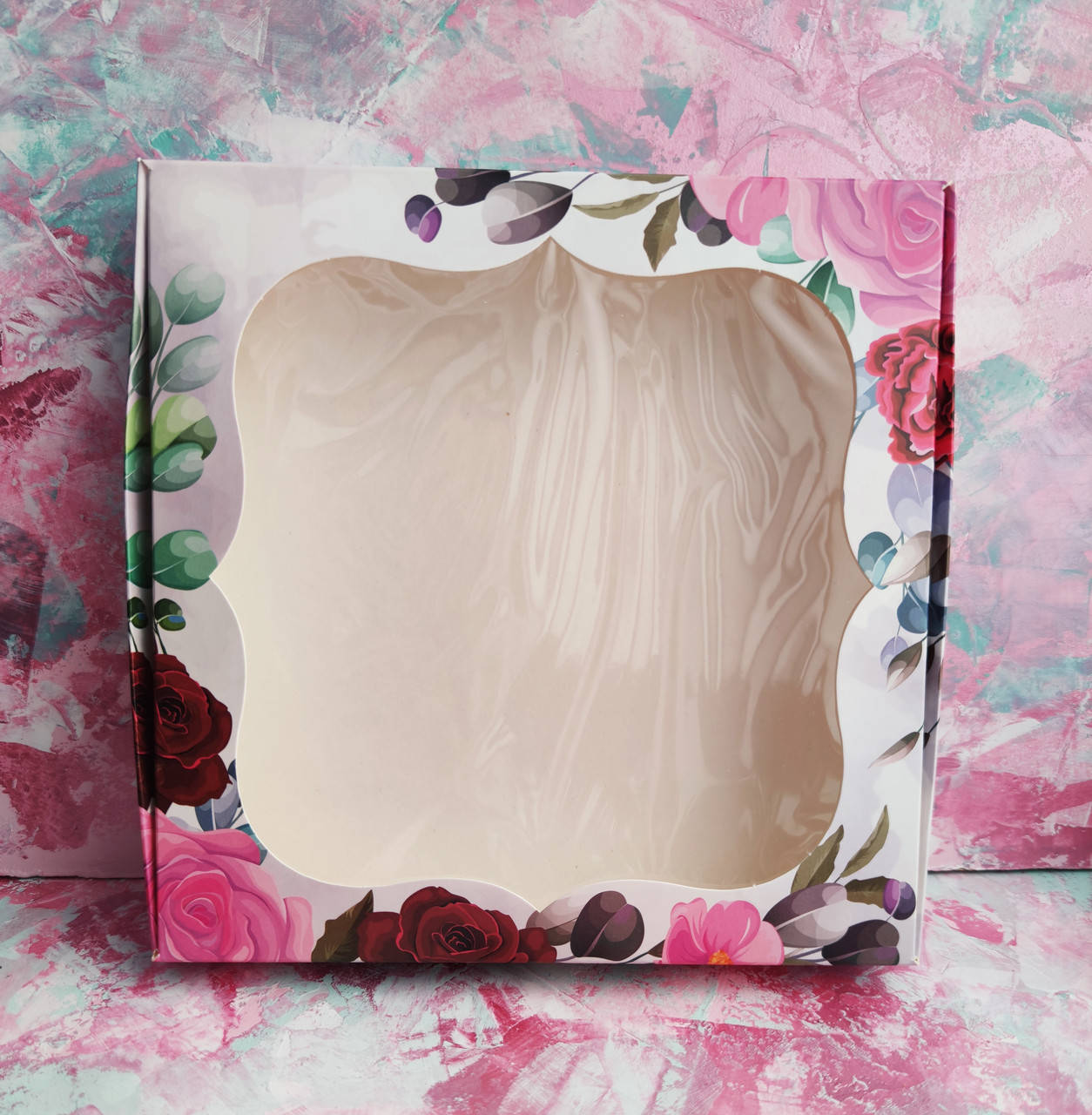 

Коробка для пряника 20*20*3 Троянди