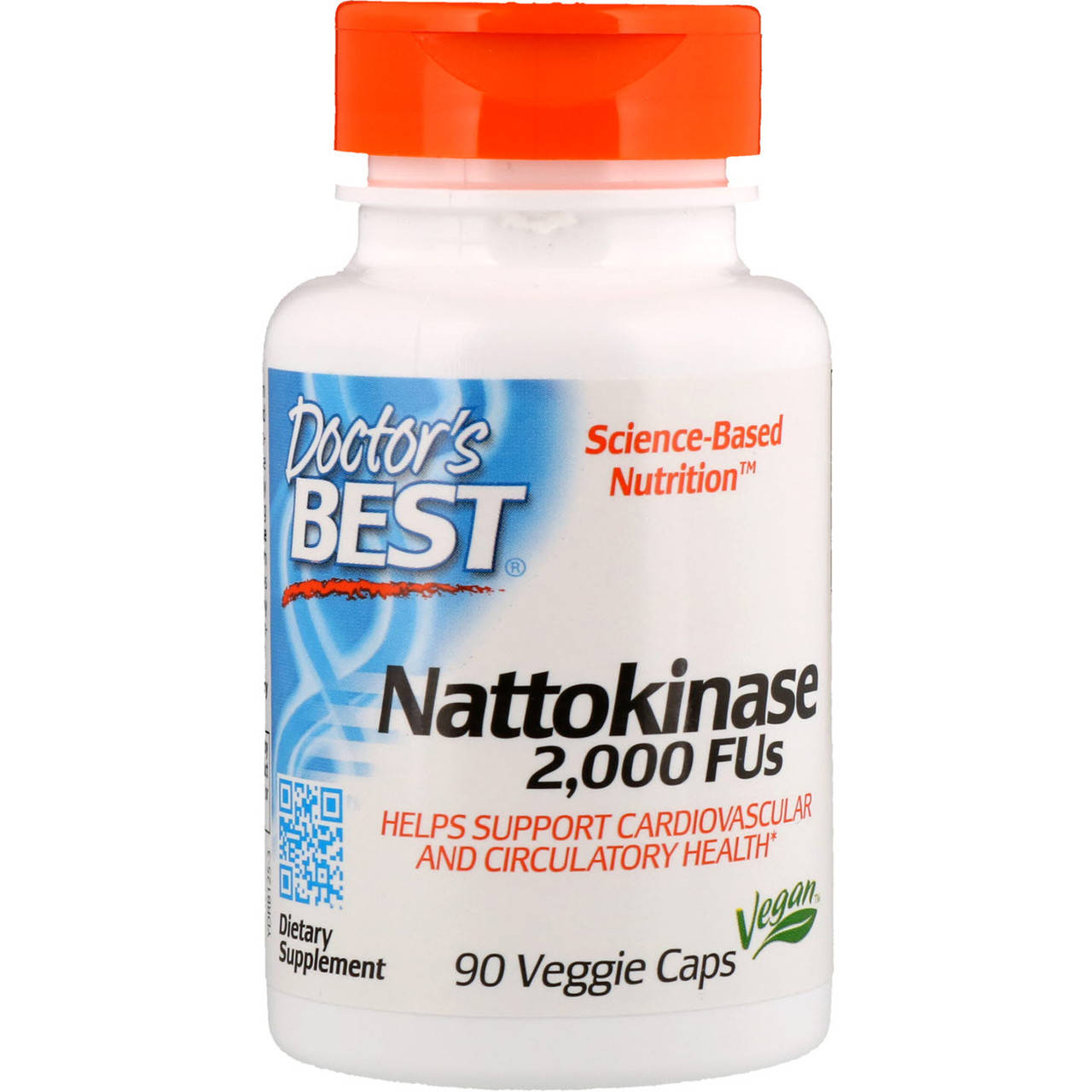

Наттокиназа, 2000 FU, 90 вегетарианских капсул , Doctor's Best.